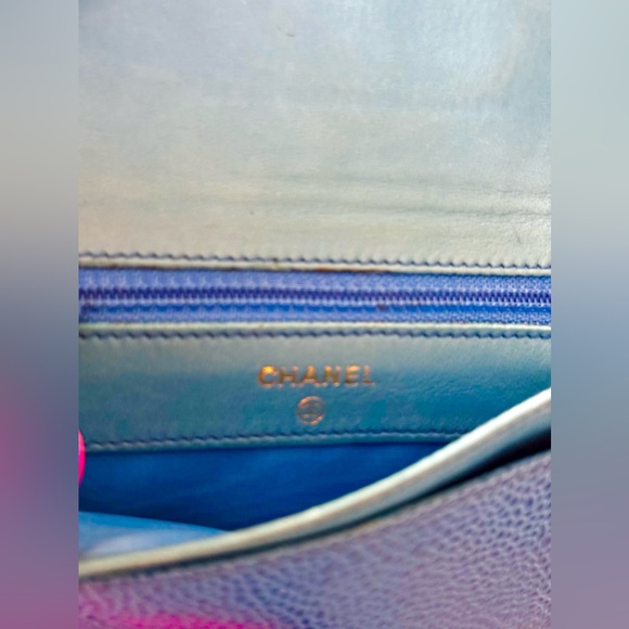 Rare Blue Chanel Timless Caviar Wallet - Picture 8 of 13